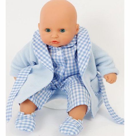 BLUE NIGHTIME SET FOR 12-14 INCH[30-35 CM] BABY DOLL,SUCH AS MY LITTLE BABY BORN, MY FIRST BABY ANNABELL,GOTZ LITTLE MUFFIN,COROLLE BABY CALIN,PETIT DOU DOU BABY DOLL DRESSING GOWN,PYJAMAS AND SLIPPER